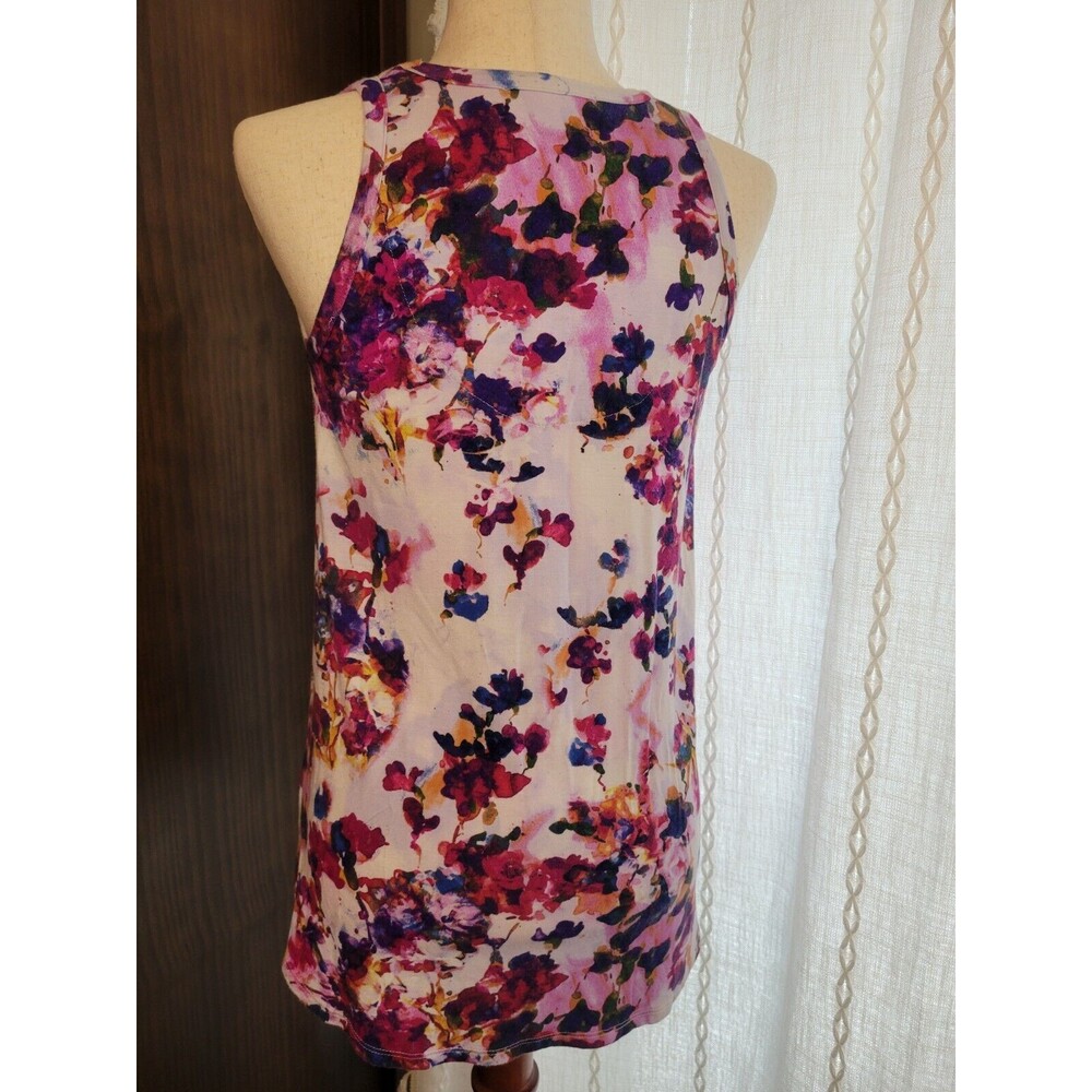 Watercolor Floral Tank Long Flowy Stretchy Small - Picture 3 of 10